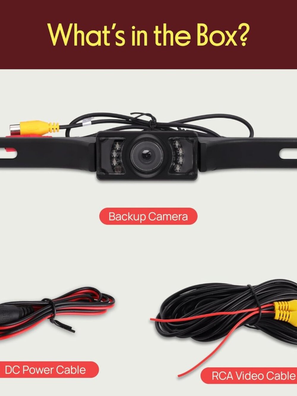 Pyle PLCM10 Rear View Backup Parking Reverse Camera, License Plate Mount - Picture 7 of 8
